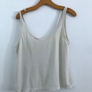 FOR DAYS WOMENS TANK TOP WHITE GRUNGY CROPPED SCOOP NECK  SMALL